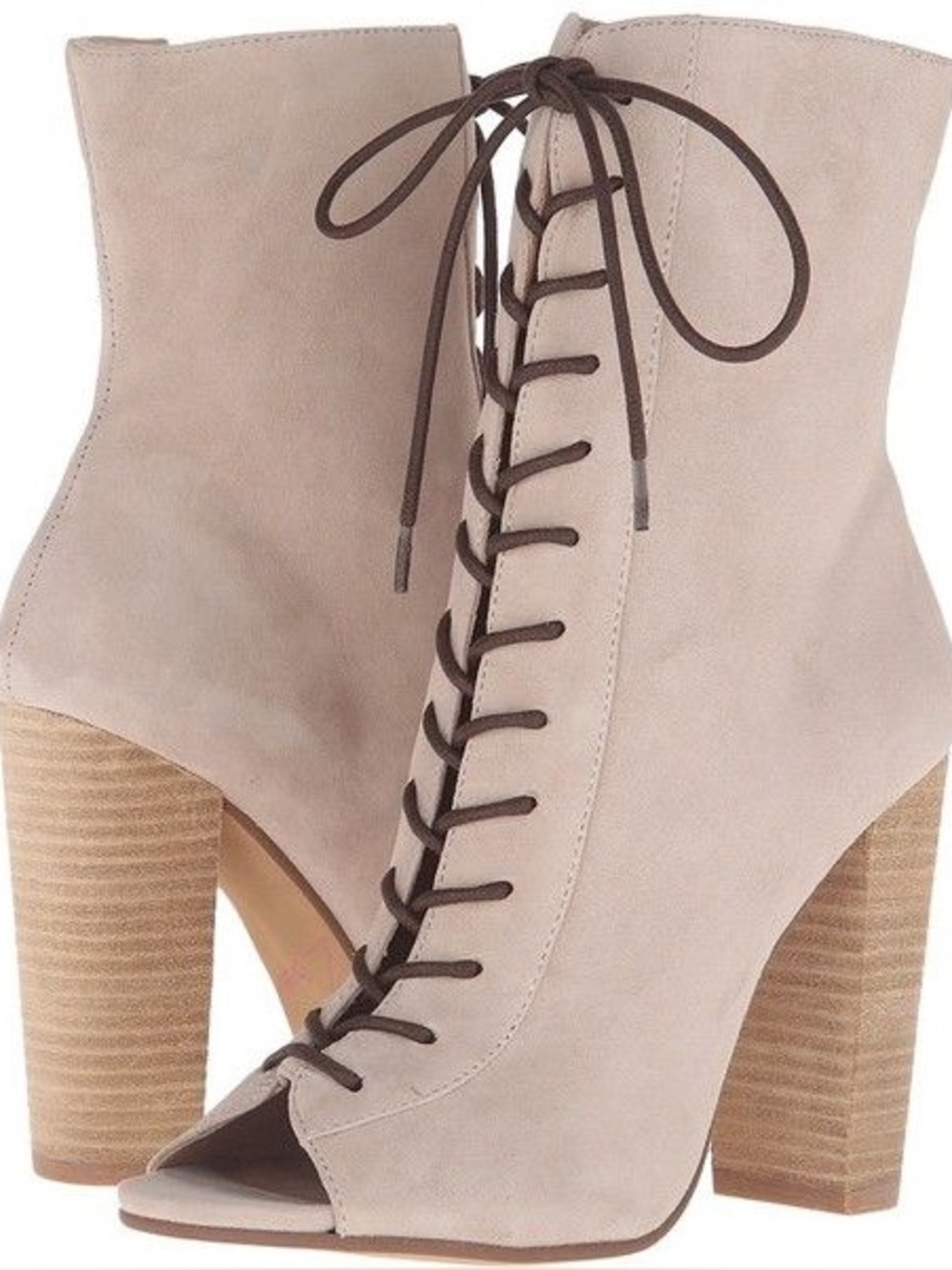 Kristin Cavallari Chinese Laundry Lace-Up Peep Toe Suede Booties Size 9